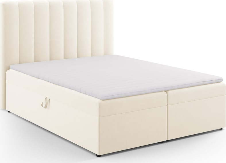 Béžová boxspring postel s úložným prostorem 160x200 cm Gina – Milo Casa