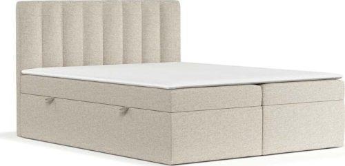 Béžová boxspring postel s úložným prostorem 160x200 cm Novento – Maison de Rêve