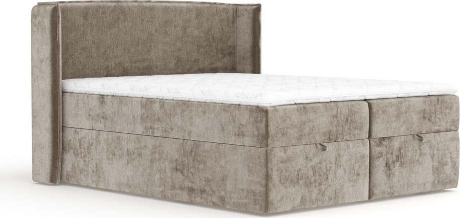 Béžová boxspring postel s úložným prostorem 200x200 cm Passion – Maison de Rêve