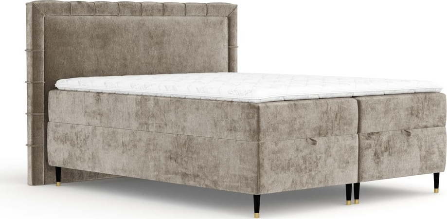 Béžová boxspring postel s úložným prostorem 200x200 cm Voyage – Maison de Rêve