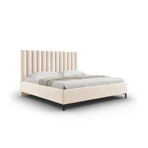 Béžová čalouněná dvoulůžková postel s úložným prostorem s roštem 160x200 cm Casey – Mazzini Beds