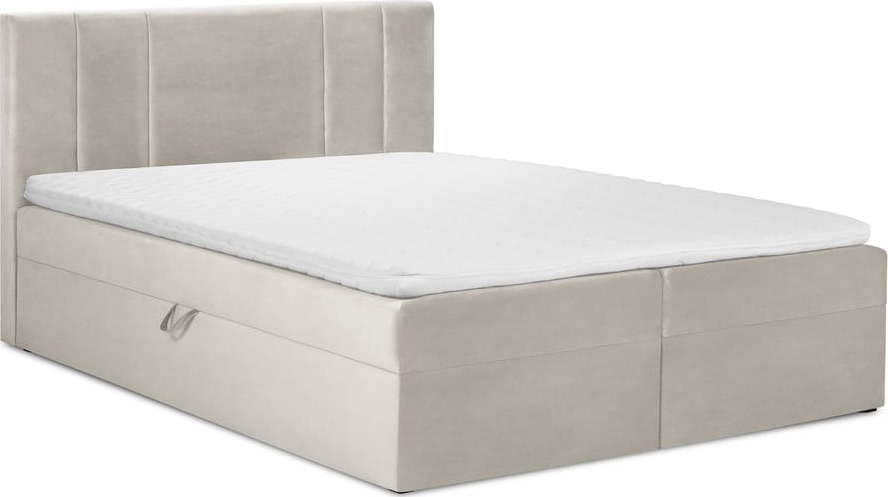 Béžová boxspring postel s úložným prostorem 160x200 cm Afra – Mazzini Beds