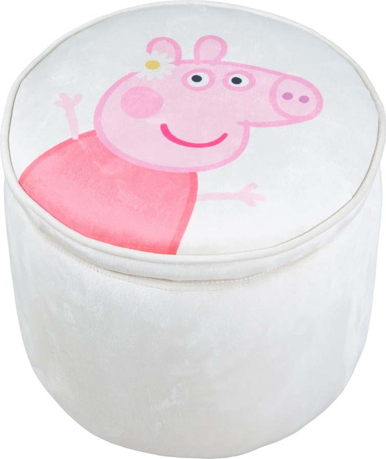 Bílý sametový dětský puf Peppa Pig – Roba