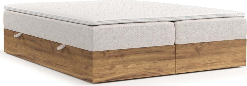 Boxspring postel s úložným prostorem v béžovo-přírodní barvě 200x200 cm Faro – Maison de Rêve