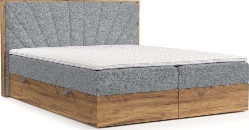 Boxspring postel s úložným prostorem v šedo-přírodní barvě 140x200 cm Asahi – Maison de Rêve