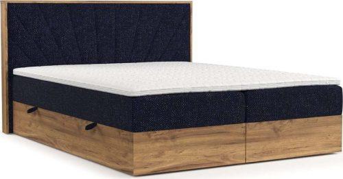 Boxspring postel s úložným prostorem v tmavě modro-přírodní barvě 140x200 cm Asahi – Maison de Rêve