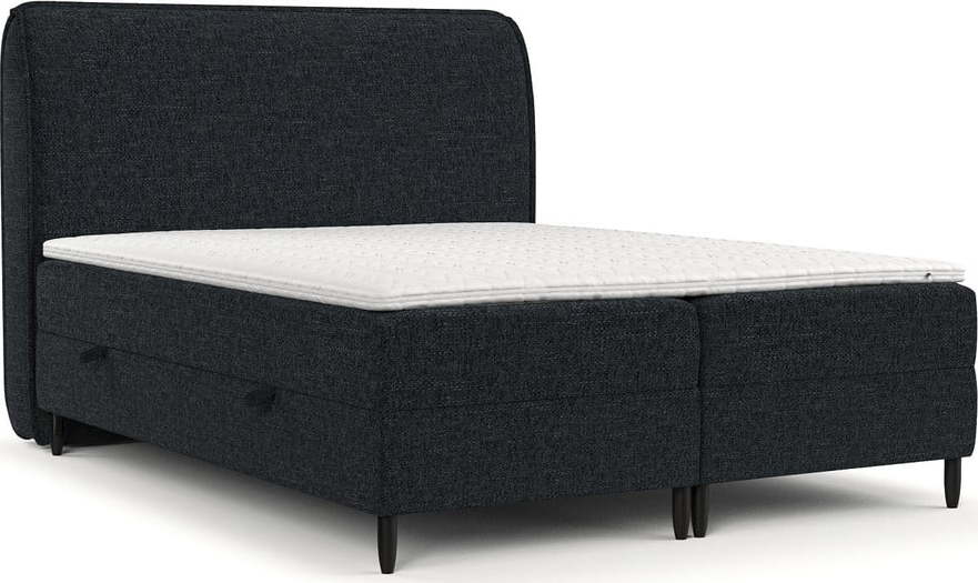 Černá boxspring postel s úložným prostorem 140x200 cm Melba – Maison de Rêve