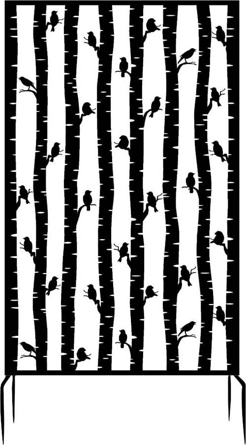 Černá kovová balkonová zástěna 100x186 cm Birds – Esschert Design