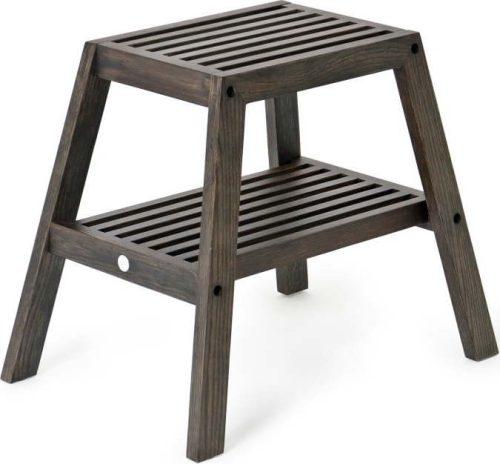 Černá stolička z dubového dřeva Wireworks Slatted Stool