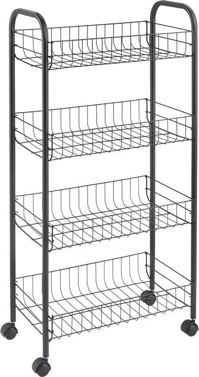 Černý kovový pojízdný regál 41x84 cm Ascona – Metaltex