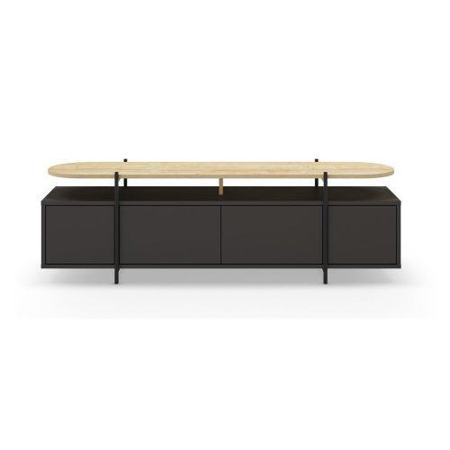 Černý TV stolek v dekoru dubu 160x48 cm Hinoa – Marckeric