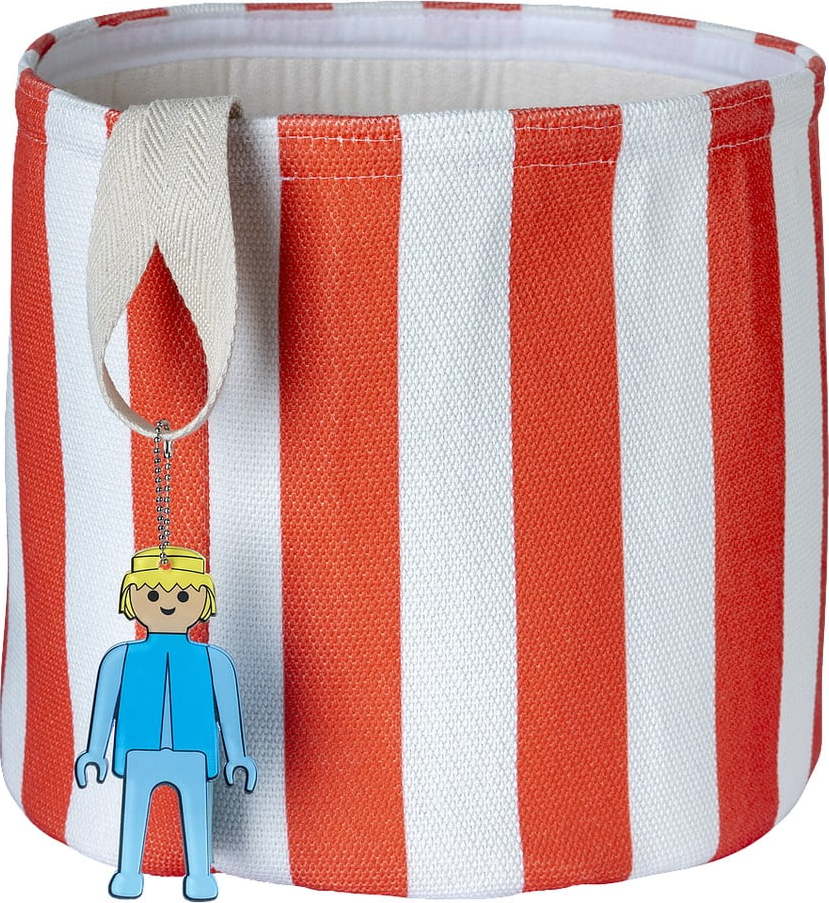 Červený látkový dětský koš na hračky ø 30x28 cm Stripes – Playmobil