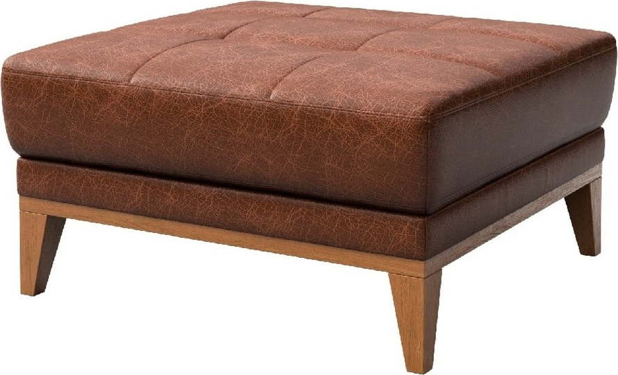 Koňakově hnědá kožená podnožka MESONICA Musso Tufted