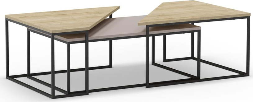 Konferenční stolky s deskou v dubovém dekoru v sadě 3 ks 70x110 cm Titan – Marckeric