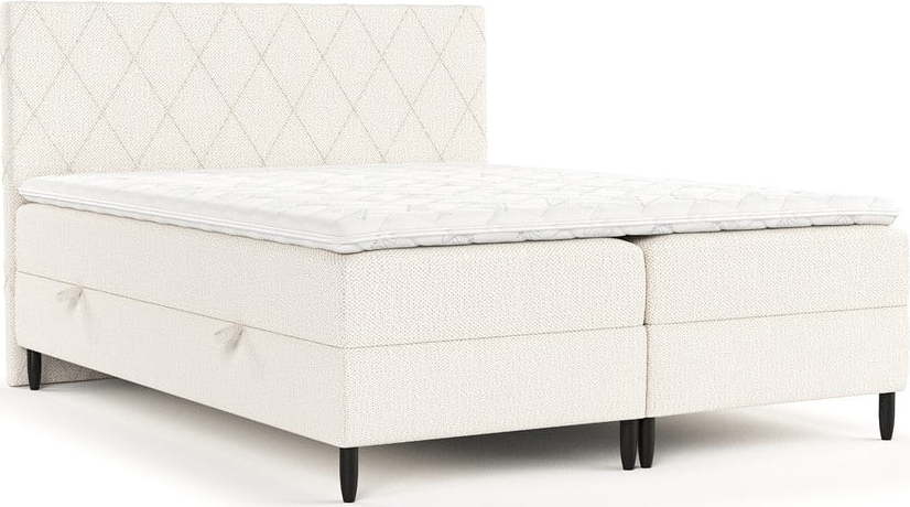 Krémová boxspring postel s úložným prostorem 140x200 cm Gwen – Maison de Rêve