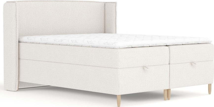 Krémová boxspring postel s úložným prostorem 160x200 cm Monpelli – Maison de Rêve