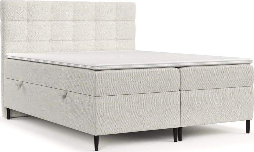 Krémová boxspring postel s úložným prostorem 200x200 cm Urbaneo – Maison de Rêve