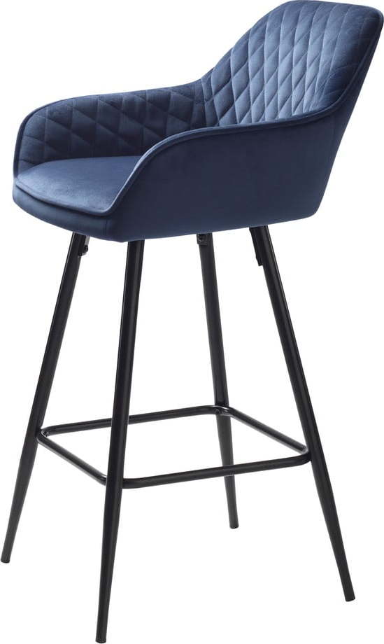 Modrá sametová barová židle (výška sedáku 67 cm) Milton – Unique Furniture