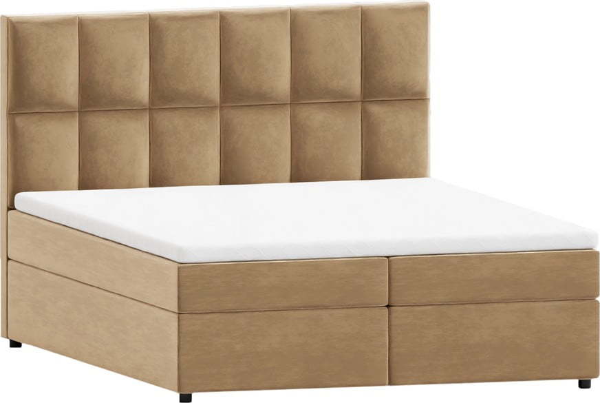 Okrově žlutá boxspring postel s úložným prostorem 140x200 cm Flip – Ropez