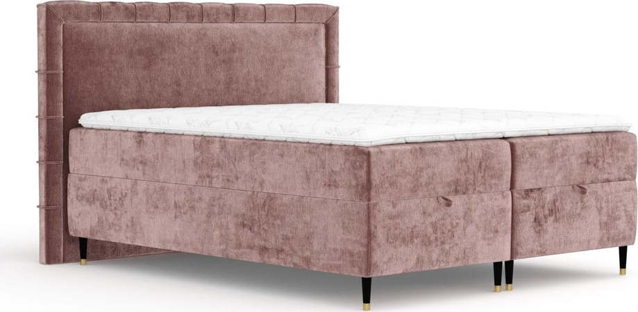 Růžová boxspring postel s úložným prostorem 160x200 cm Voyage – Maison de Rêve