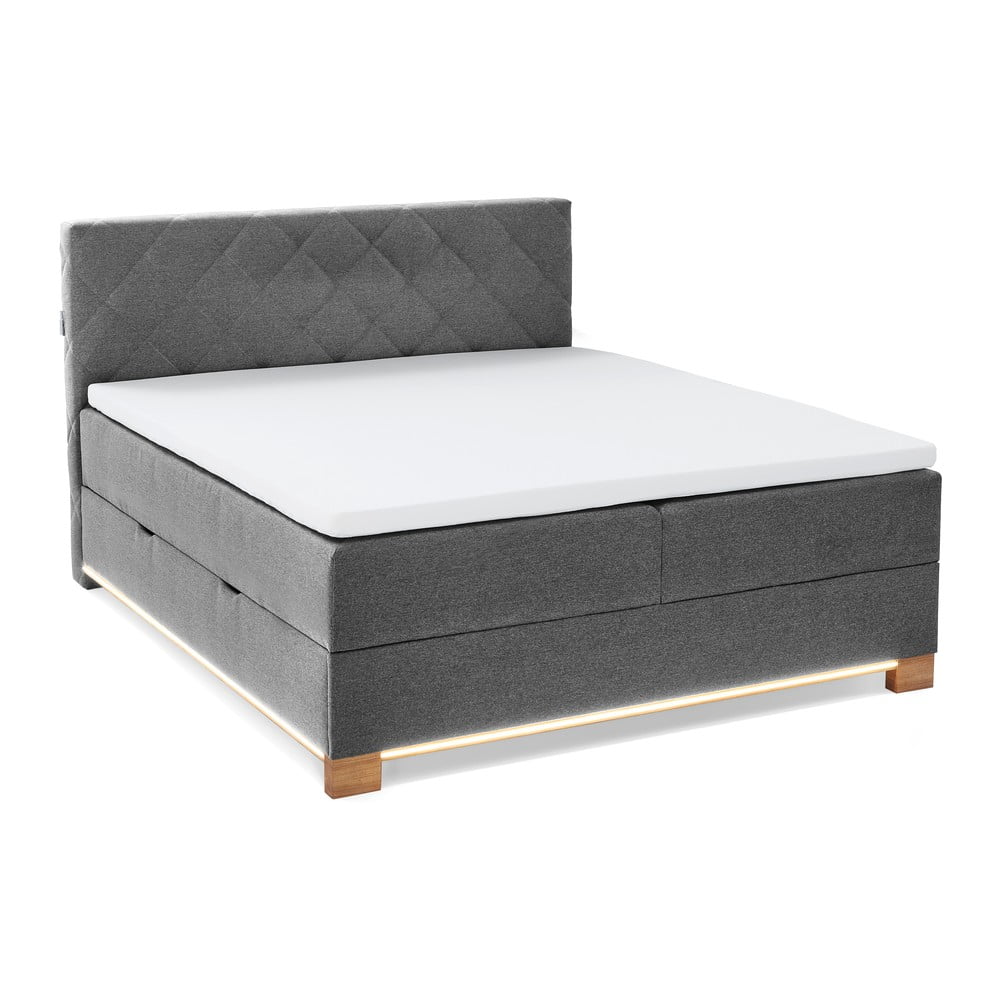 Šedá boxspring postel s úložným prostorem 180x200 cm Messina – Meise Möbel