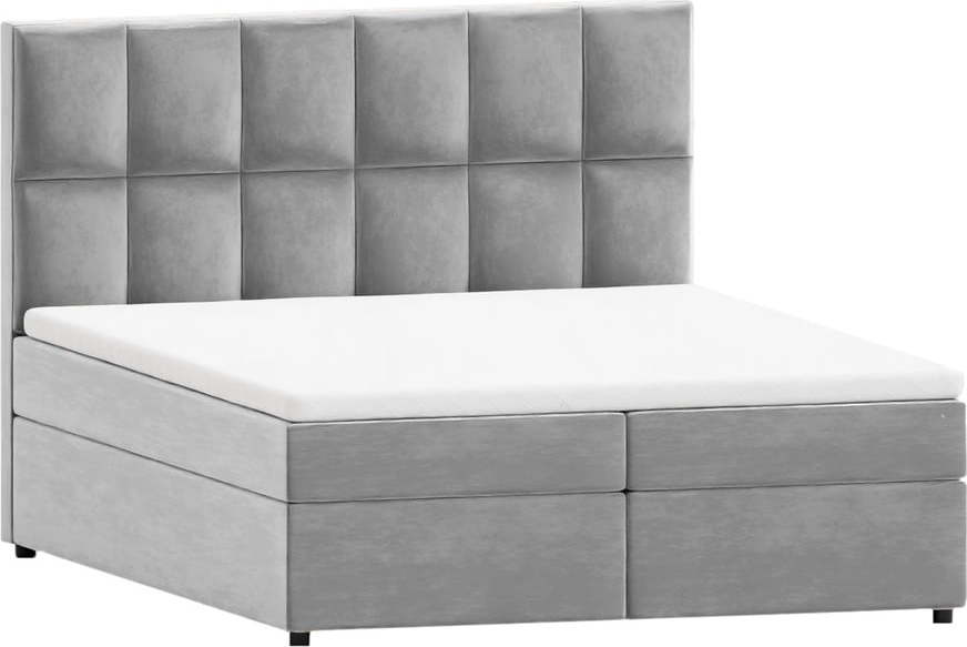 Světle šedá boxspring postel s úložným prostorem 140x200 cm Flip – Ropez