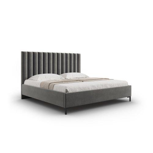 Šedá čalouněná dvoulůžková postel s úložným prostorem s roštem 140x200 cm Casey – Mazzini Beds