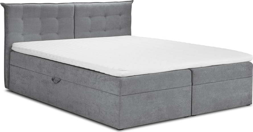 Šedá boxspring postel s úložným prostorem 180x200 cm Echaveria – Mazzini Beds