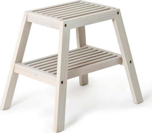 Šedá stolička z dubového dřeva Wireworks Slatted Stool