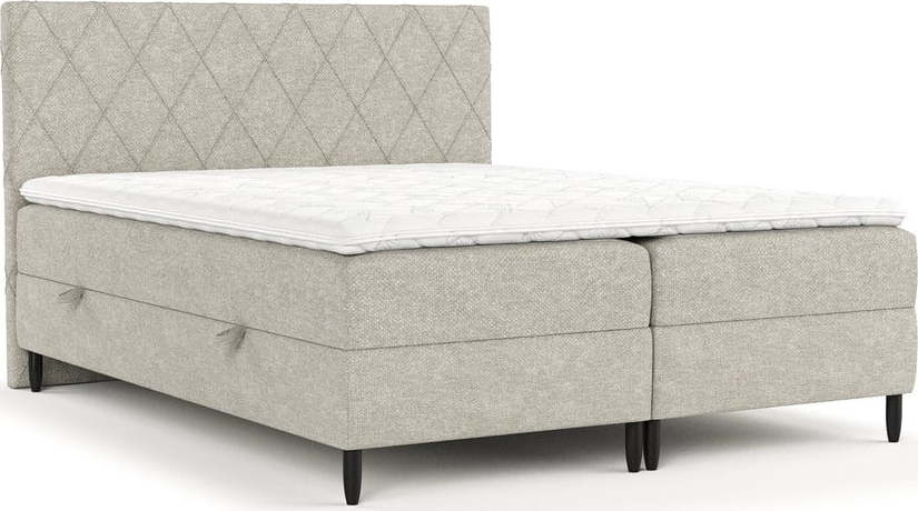 Šedobéžová boxspring postel s úložným prostorem 140x200 cm Gwen – Maison de Rêve