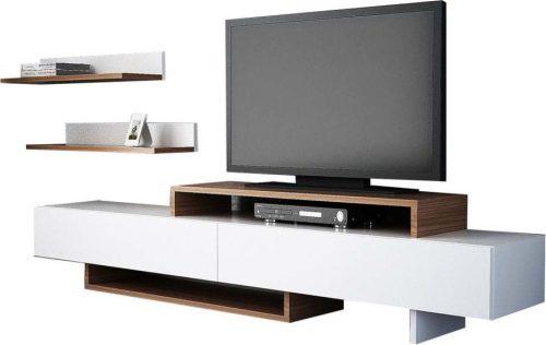 Bílá/přírodní TV sestava 180x40 cm Nirvanas – Furny Home