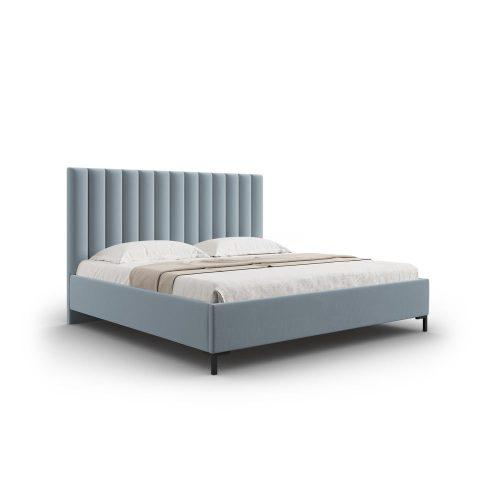 Světle modrá čalouněná dvoulůžková postel s úložným prostorem s roštem 140x200 cm Casey – Mazzini Beds