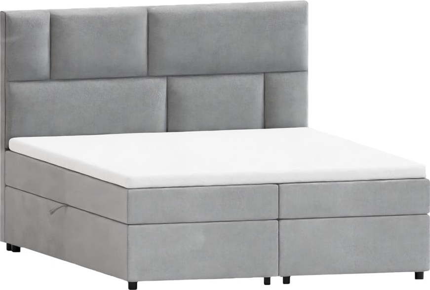 Světle šedá boxspring postel s úložným prostorem 140x200 cm Lola – Ropez