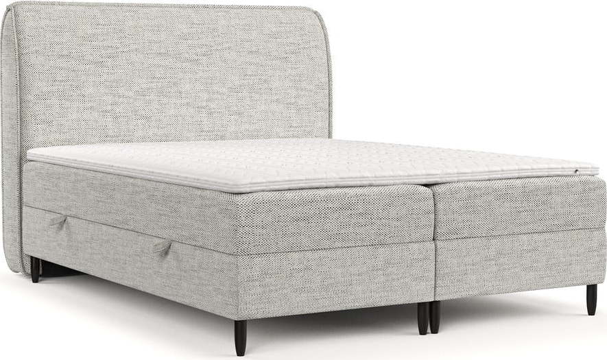 Světle šedá boxspring postel s úložným prostorem 140x200 cm Melba – Maison de Rêve