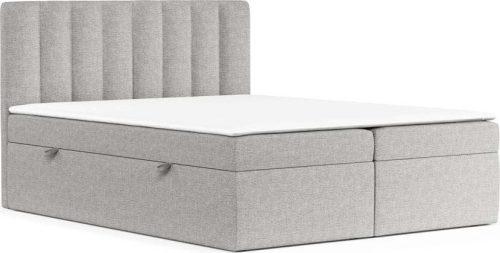 Světle šedá boxspring postel s úložným prostorem 140x200 cm Novento – Maison de Rêve