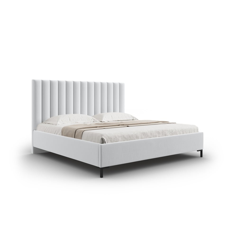 Světle šedá čalouněná dvoulůžková postel s úložným prostorem s roštem 140x200 cm Casey – Mazzini Beds