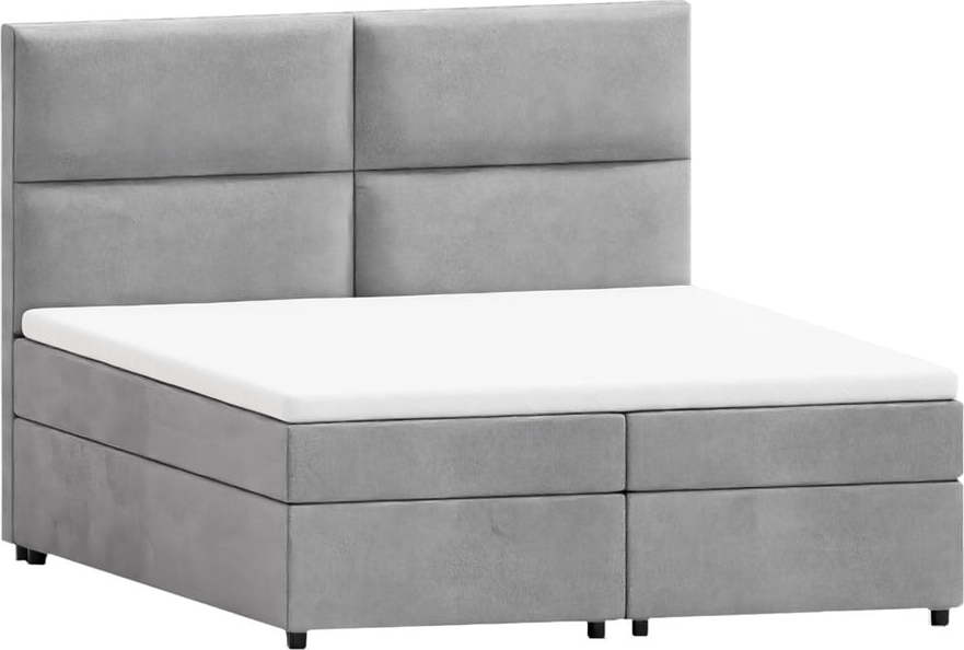 Světle šedá boxspring postel s úložným prostorem 160x200 cm Rico – Ropez