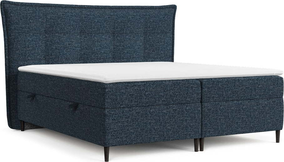 Tmavě modrá boxspring postel s úložným prostorem 140x200 cm Sinai – Maison de Rêve