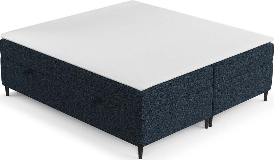 Tmavě modrá boxspring postel s úložným prostorem 160x200 cm Araya – Maison de Rêve