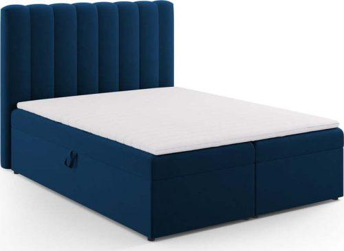 Tmavě modrá boxspring postel s úložným prostorem 160x200 cm Gina – Milo Casa