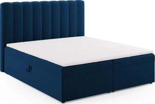 Tmavě modrá boxspring postel s úložným prostorem 180x200 cm Gina – Milo Casa