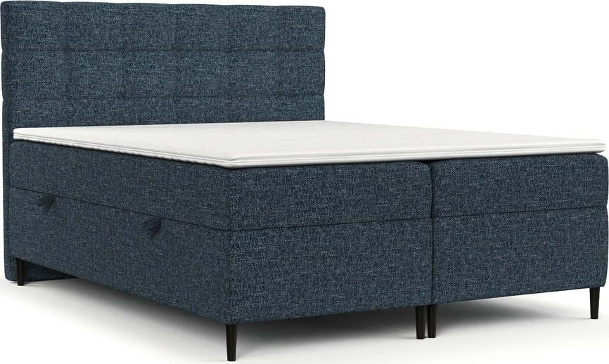 Tmavě modrá boxspring postel s úložným prostorem 200x200 cm Urbaneo – Maison de Rêve