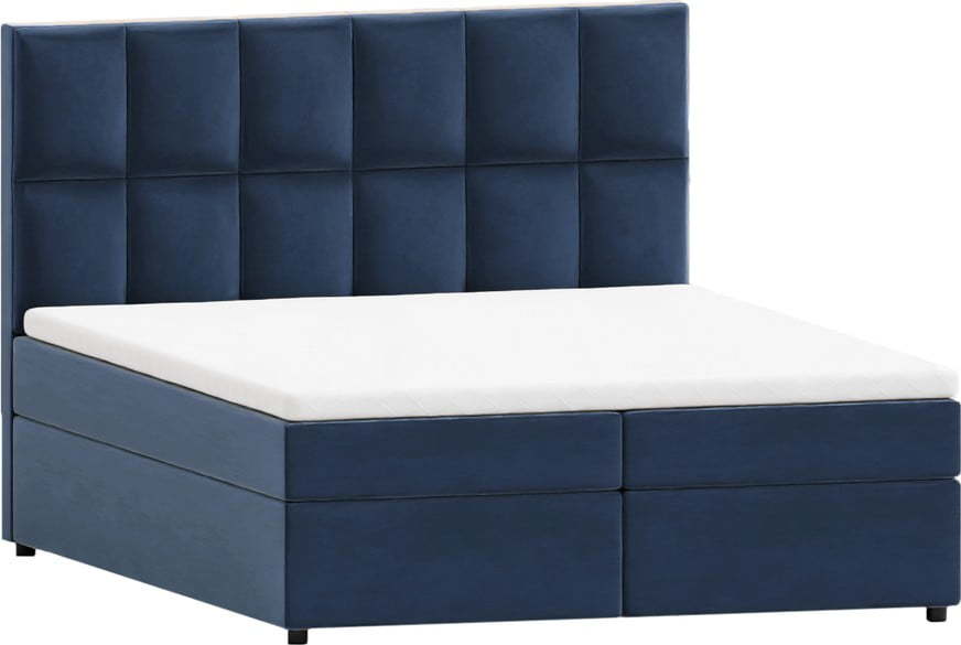 Tmavě modrá boxspring postel s úložným prostorem 140x200 cm Flip – Ropez