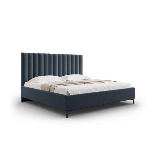 Tmavě modrá čalouněná dvoulůžková postel s úložným prostorem s roštem 160x200 cm Casey – Mazzini Beds