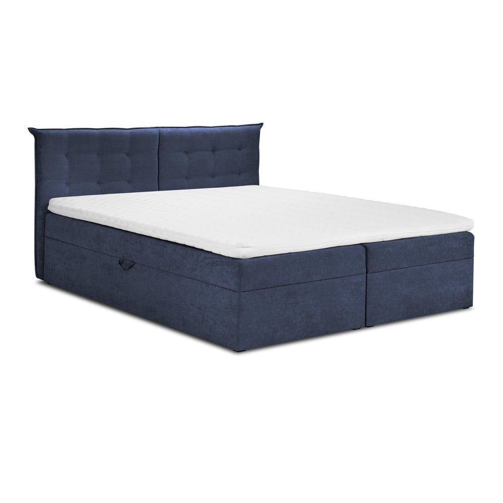 Tmavě modrá boxspring postel s úložným prostorem 160x200 cm Echaveria – Mazzini Beds