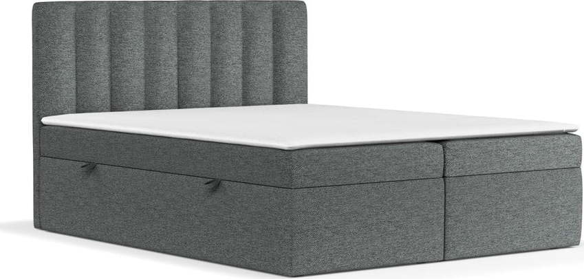 Tmavě šedá boxspring postel s úložným prostorem 140x200 cm Novento – Maison de Rêve