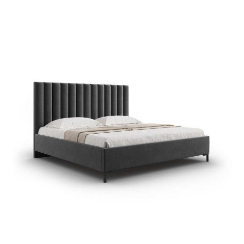 Tmavě šedá čalouněná dvoulůžková postel s úložným prostorem s roštem 140x200 cm Casey – Mazzini Beds