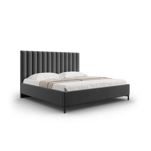 Tmavě šedá čalouněná dvoulůžková postel s úložným prostorem s roštem 140x200 cm Casey – Mazzini Beds