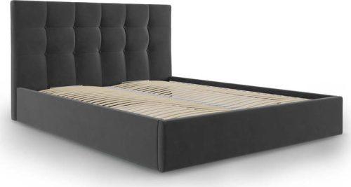 Tmavě šedá čalouněná dvoulůžková postel s úložným prostorem s roštem 160x200 cm Nerin – Mazzini Beds