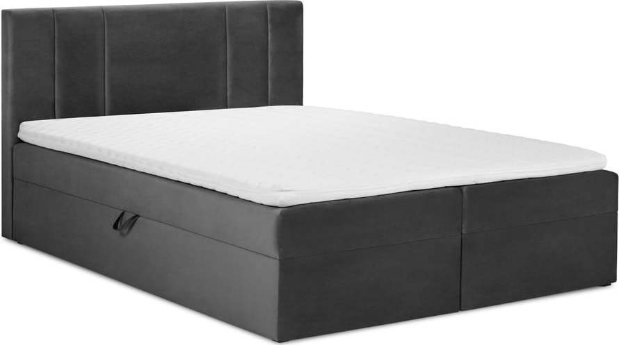 Tmavě šedá boxspring postel s úložným prostorem 160x200 cm Afra – Mazzini Beds